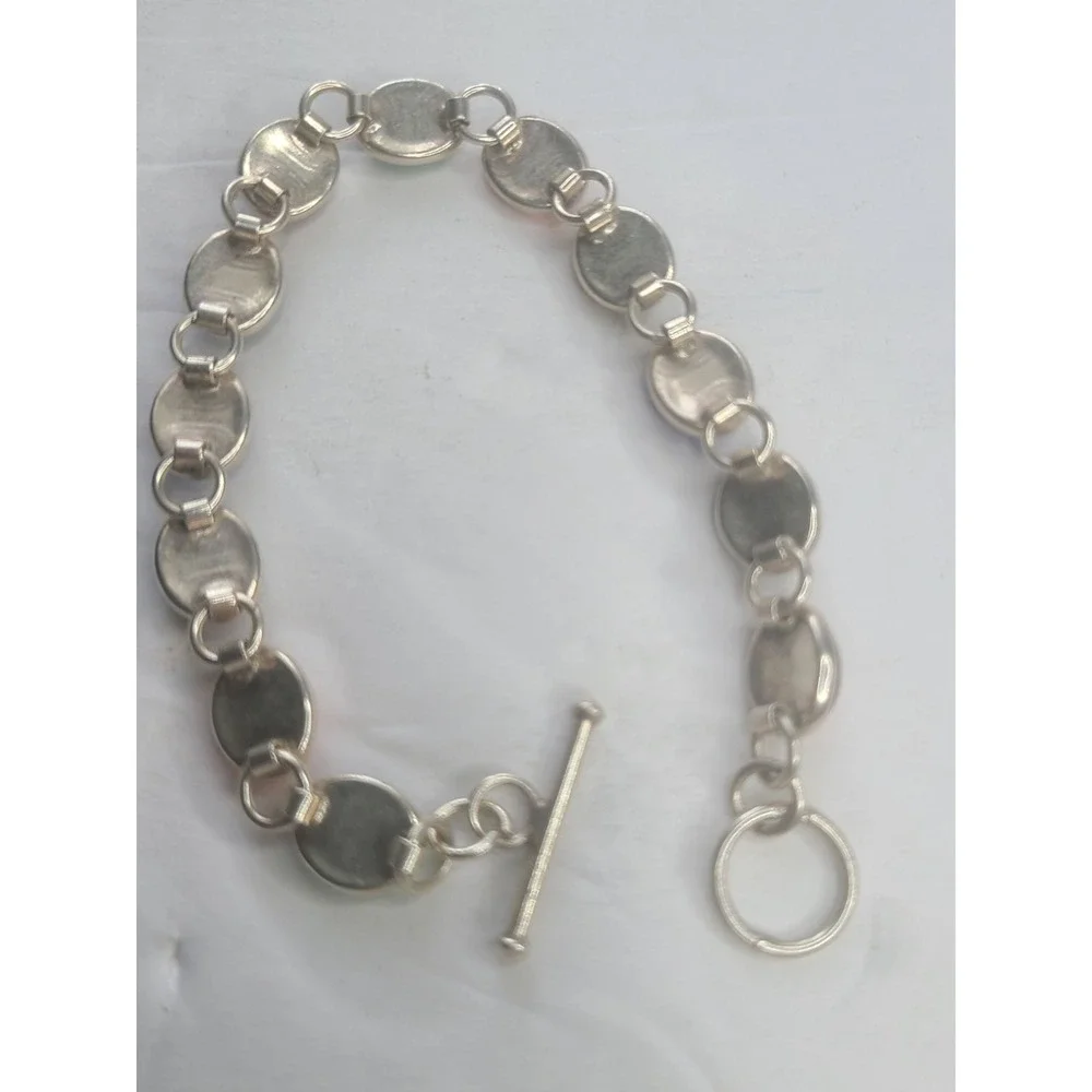 Vintage Multicolor Gemstone Link Bracelet With Toggle Clasp
